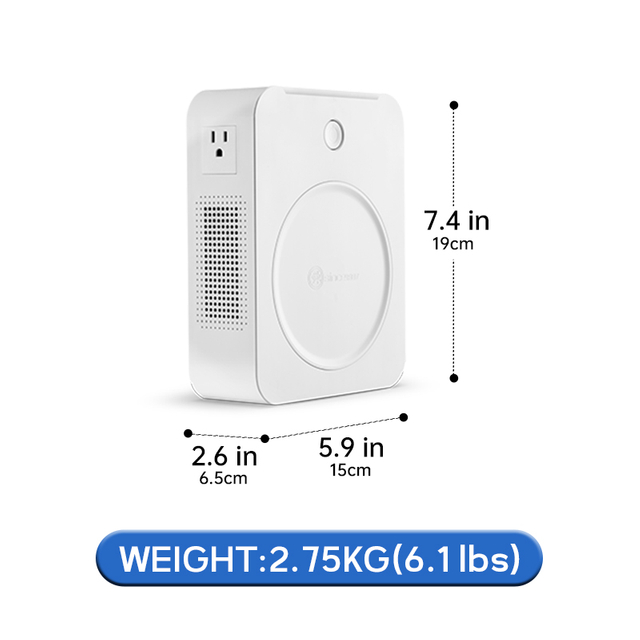 Shunhong 500VA j&auml;nnitteenmuunnin 220V - 110V/100V, tehomuuntaja kodinkoneille. Vasen l&auml;ht&ouml; 110V, oikea l&auml;ht&ouml; 100V. 