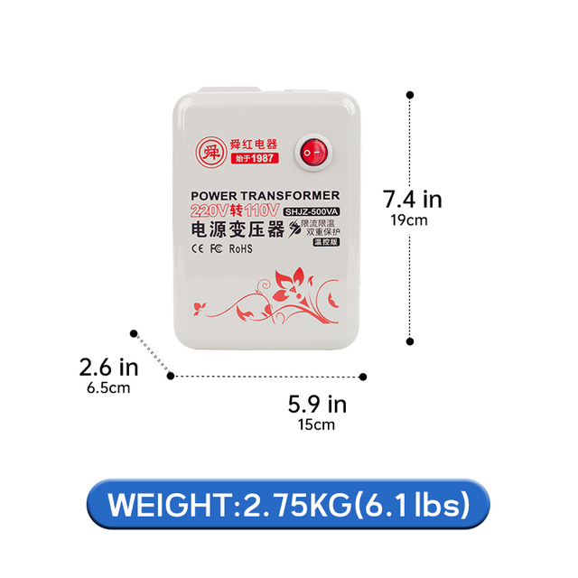 ShunHong 500W Voltage Converter 220V Hanggang 110V At Sinusuportahan Ang Normal na Paggamit ng Mga American Appliances sa Europe At Iba Pang Mga Lugar na Na-rate sa 220V.